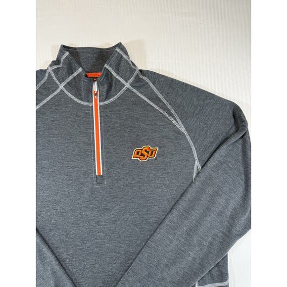 Tommy Bahama OSU Cowboys Quarter Zip Pullover Gray Large 1/4 Zip Embroidered - Picture 3 of 9